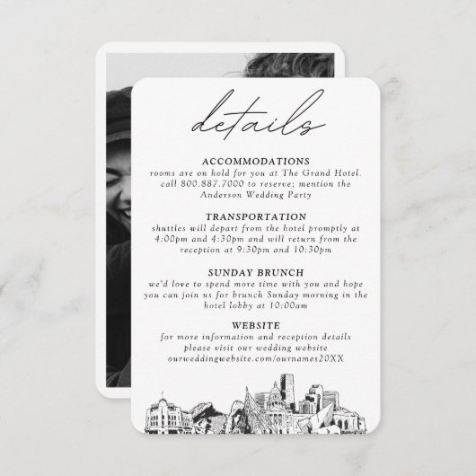 Denver Wedding Details Enclosure Card Begleitkarte (Vorne/Hinten)