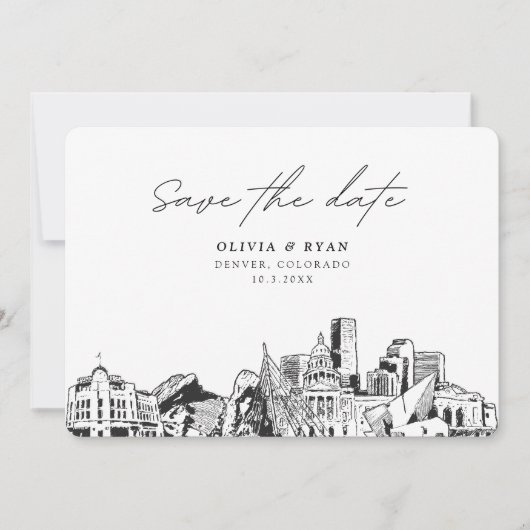 Denver Wedding Modern Save the Date Einladung (Vorderseite)