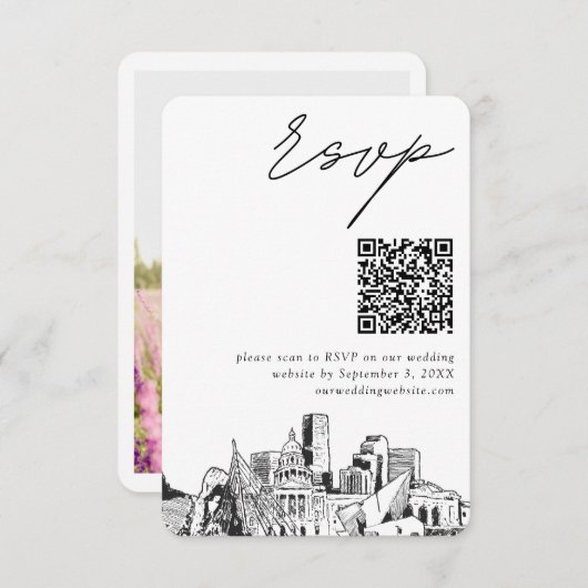 Denver Wedding Modern UAWG QR Code Begleitkarte (Vorne/Hinten)
