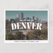 Denver Wedding Save the Date Retro Destination Postkarte (Vorderseite)