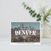 Denver Wedding Save the Date Retro Destination Postkarte (Stehend Vorderseite)