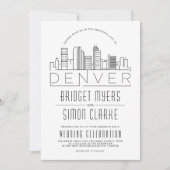 Denver Wedding | Stilisierte Skyline-Einladung + D Einladung (Vorderseite)