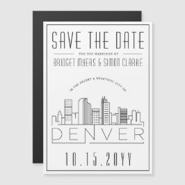 Denver Wedding | Stilisierte Skyline Save the Date Magneteinladung