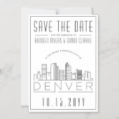 Denver Wedding | Stilisierte Skyline Save the Date Magneteinladung (Vorderseite)