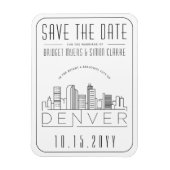 Denver Wedding Stylized Skyline Save the Date Magnet (Vertikal)