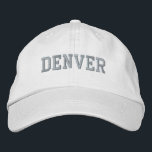 DENVER White Cotton Bestickte Baseballkappe<br><div class="desc">DENVER Weißer Baumwollhut. Das ist ein wunderbares Geschenk für alle, die Colorado Lieben! Wenn Sie Ihren persönlichen Text bevorzugen, wählen Sie einfach den Knopf "Diese Vorlage personalisieren", um Ihre Auswahl an benutzerdefiniertem Text einzugeben. Die Stickerei kann auch an andere Farbeinstellungen angepasst werden, indem Sie die Schaltfläche "Design bearbeiten" auswählen. Außerdem...</div>