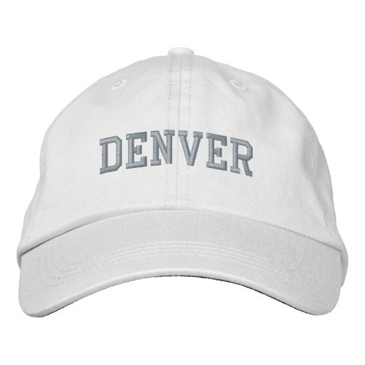 DENVER White Cotton Bestickte Baseballkappe (Vorderseite)
