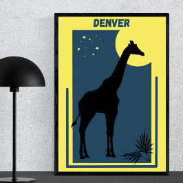Denver Zoo Colorado Vintage Giraffe Poster