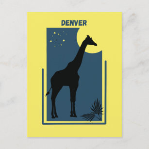 Denver Zoo Colorado Vintage Giraffe Postkarte