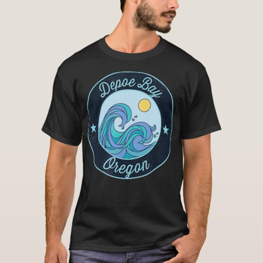Depobucht ODER Oregon Souvenir Nautical Surfer Gra T-Shirt (Vorderseite)