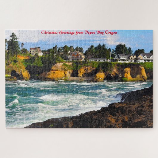 Depoe Bay Oregon. Weihnachtsgrüße Puzzle (Horizontal)