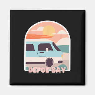 Depoe Y Beach Retro Pastellfarben Sonne und Surfen Magnet