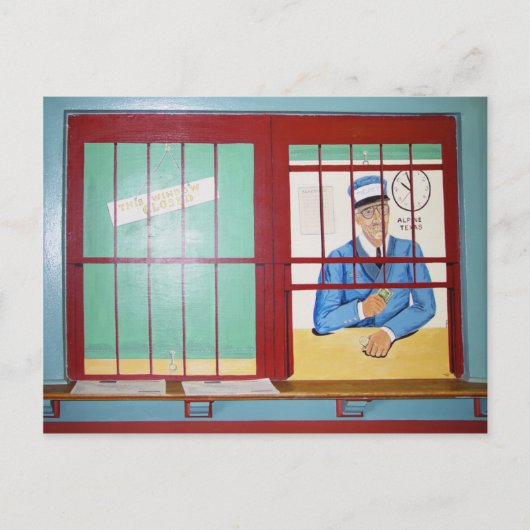 Depot Mural, Alpine, TX Postkarte (Vorderseite)