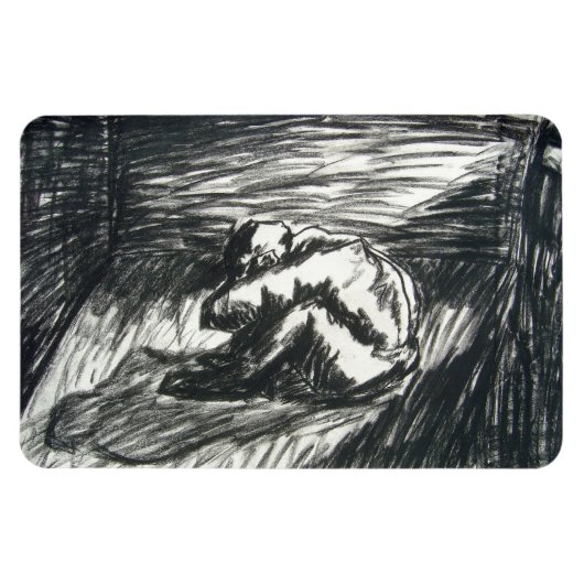 Depression allein in einer Kohle aus dunklem Raum Magnet (Horizontal)