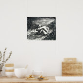 Depression allein in einer Kohle aus dunklem Raum Poster (Küche)