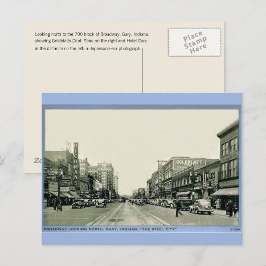 Depression-Ära Gary, Indiana Postkarte (Vorne/Hinten)