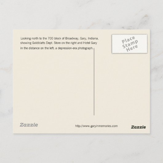 Depression-Ära Gary, Indiana Postkarte (Rückseite)