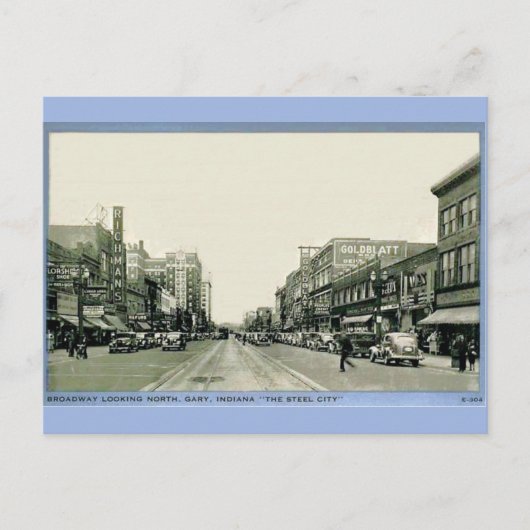 Depression-Ära Gary, Indiana Postkarte (Vorderseite)
