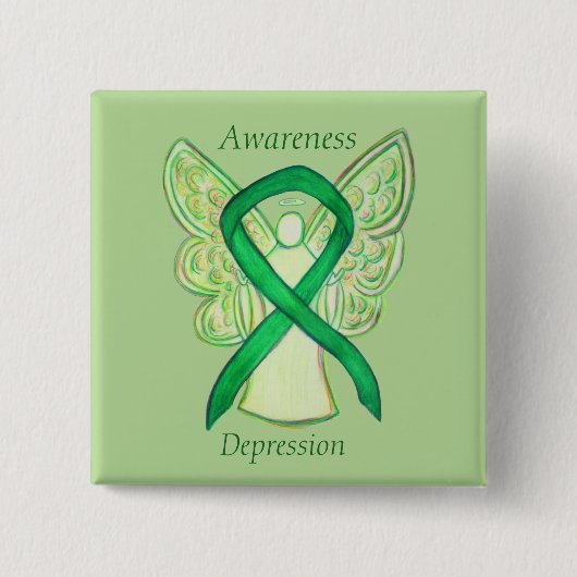 Depression Awareness Angel Ribbon Button (Vorderseite)