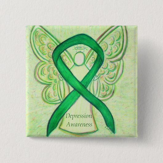 Depression Awareness Angel Ribbon Button (Vorderseite)