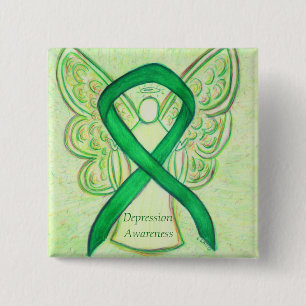 Depression Awareness Angel Ribbon Button