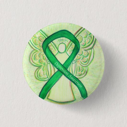 Depression Awareness Angel Ribbon Button (Vorderseite)