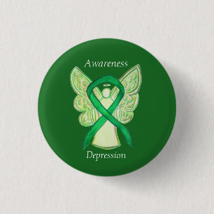 Depression Awareness Angel Ribbon Button