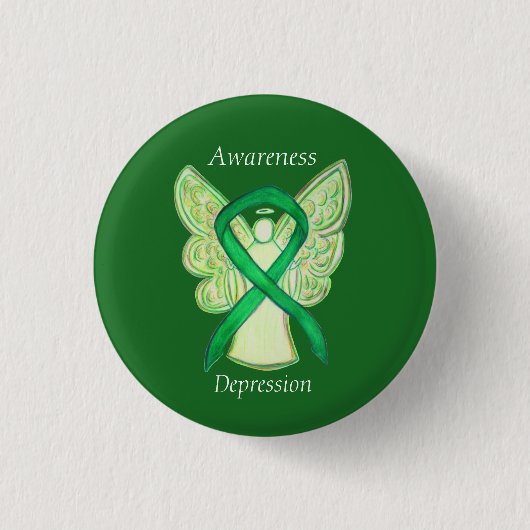 Depression Awareness Angel Ribbon Button (Vorderseite)