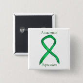 Depression Awareness Custom Green Ribbon Button (Vorne & Hinten)