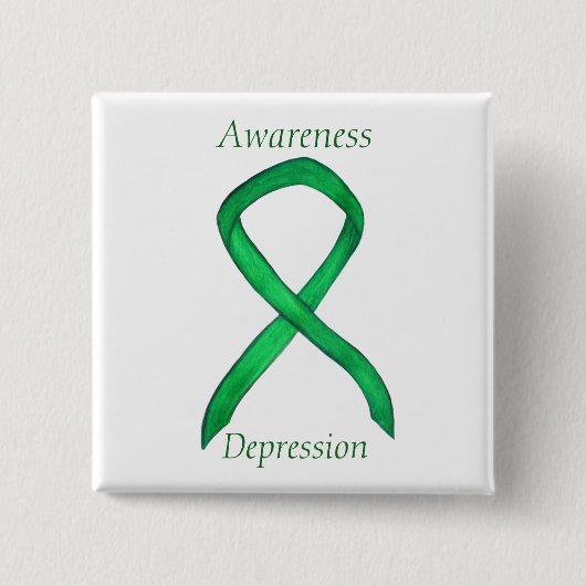 Depression Awareness Custom Green Ribbon Button (Vorderseite)