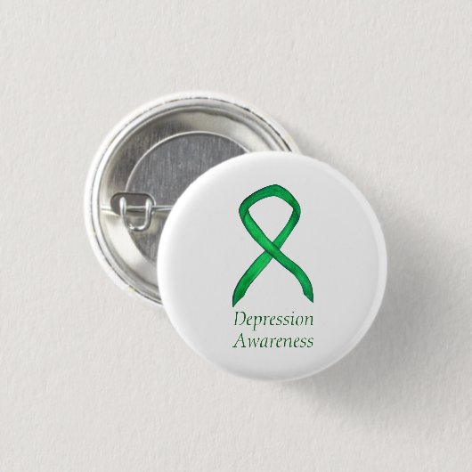 Depression Awareness Custom Green Ribbon Button (Vorne & Hinten)