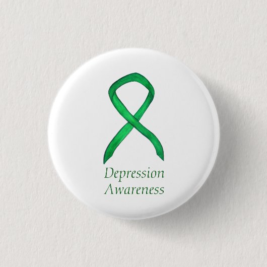 Depression Awareness Custom Green Ribbon Button (Vorderseite)