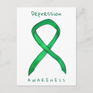Depression Awareness Green Ribbon Custom Postcards Postkarte