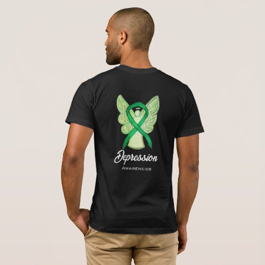 Depression Awareness Ribbon Angel Art Shirt (Schwarz voll)