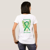 Depression Awareness Ribbon Green Angel Custom T-S T-Shirt (Schwarz voll)