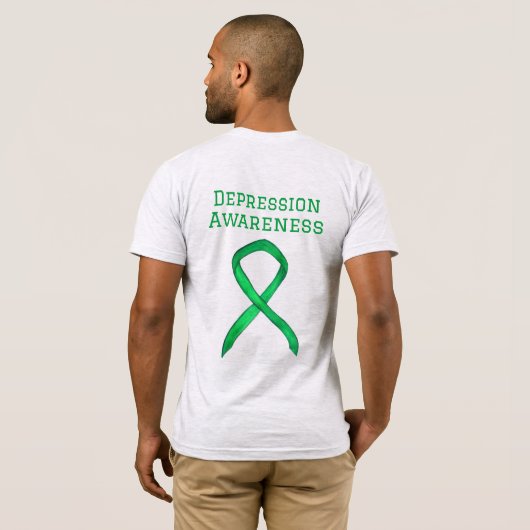 Depression Awareness Ribbon Green Custom T - Shirt (Schwarz voll)