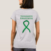 Depression Awareness Ribbon Green Custom T - Shirt (Rückseite)