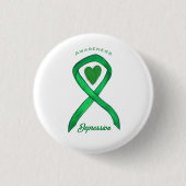 Depression Awareness Ribbon Green Heart Button But (Vorderseite)