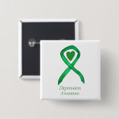 Depression Awareness Ribbon Heart Button Button (Vorne & Hinten)