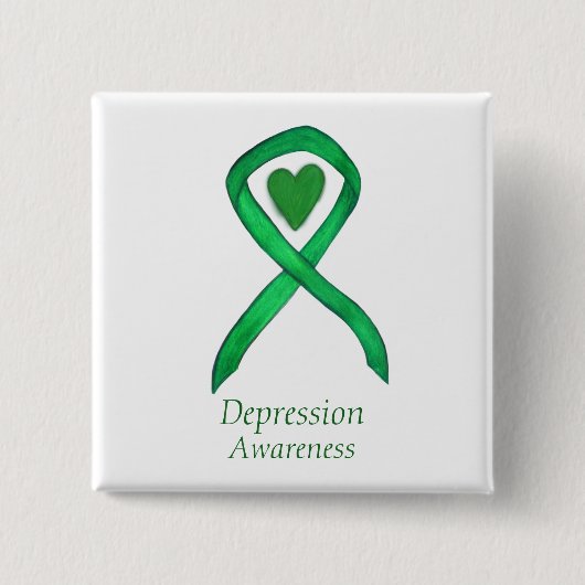 Depression Awareness Ribbon Heart Button Button (Vorderseite)