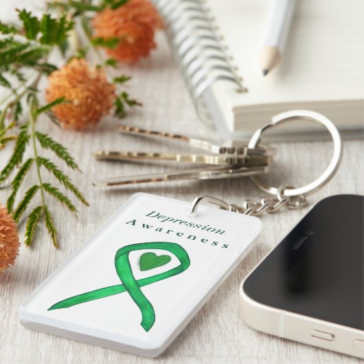 Depression Awareness Ribbon Herz Custom Schlüssela Schlüsselanhänger (Vorderseite rechts)