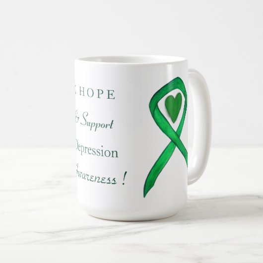 Depression Awareness Ribbon Herz Kaffee Cup Tasse (VorderseiteRechts)