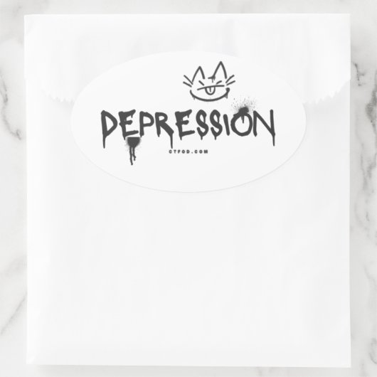 Depression_CTFOD Sprach-Aufkleber Ovaler Aufkleber (Tasche)