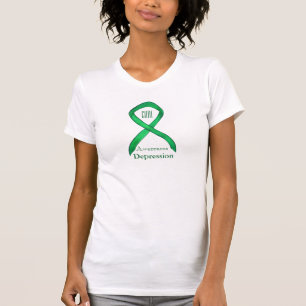 Depression Green Awareness Ribbon Art T - Shirt