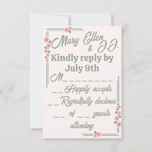 Depressionszeit verblasste Blume RSVP Karte (Vorderseite)