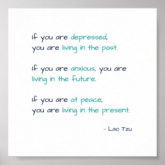 Depressive Angst vor dem Friedenszen Lebensquote Poster (Vorne)