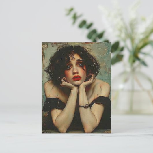 Depressive Frau Postkarte (Stehend Vorderseite)