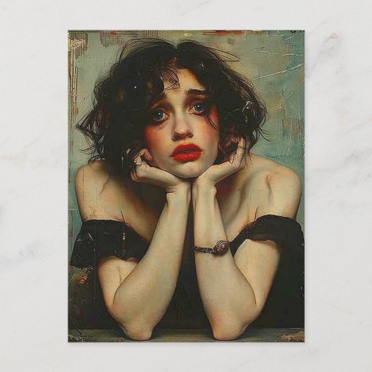 Depressive Frau Postkarte (Vorderseite)