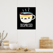 Depresso Funny Sad Espresso Kaffee Pub Dark BG Poster (Küche)