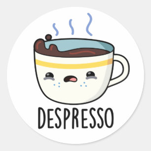 Depresso Funny Sad Espresso Kaffeepause Runder Aufkleber